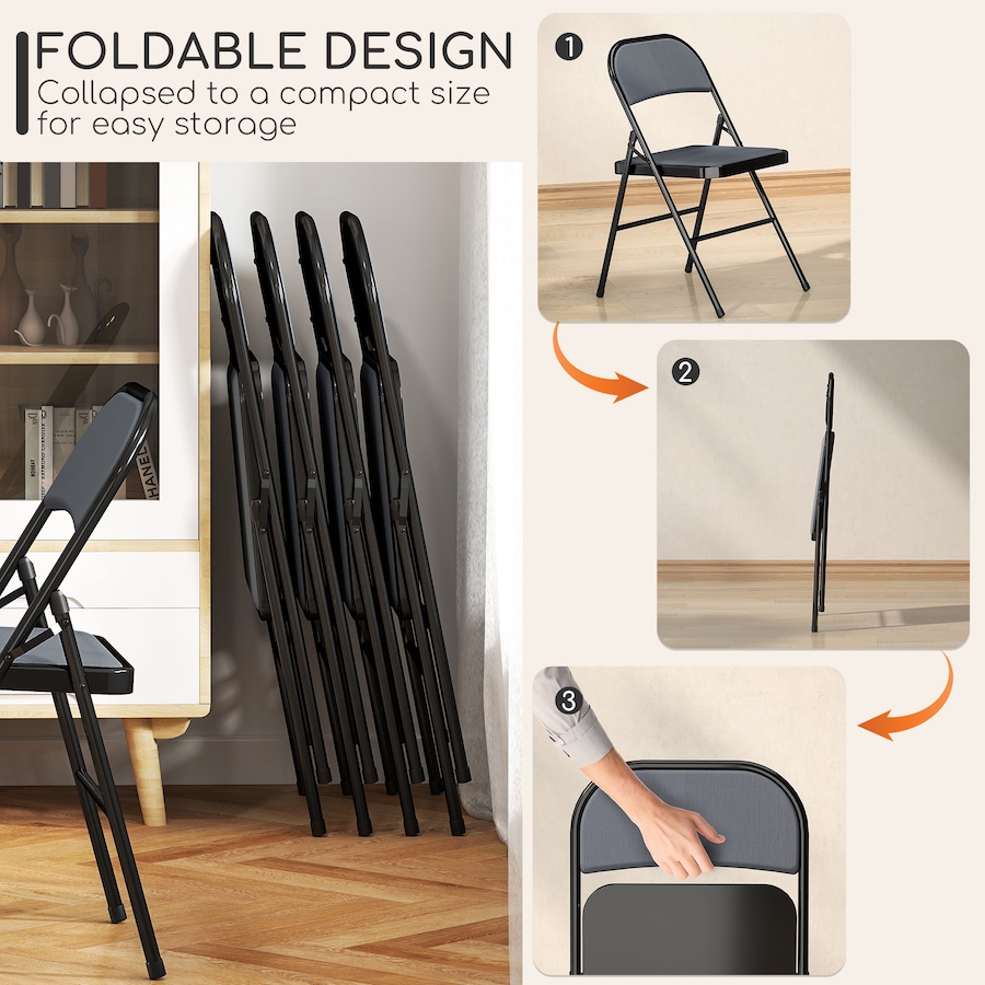 Image 929688_ALTMORE13.jpg, Product 929-688 / Price $104.99 - $117.99, HOMCOM 4 Pack Metal Folding Chairs with Corduroy Cushion Foldable Chairs from HOMCOM on TSC.ca's Home & Garden department