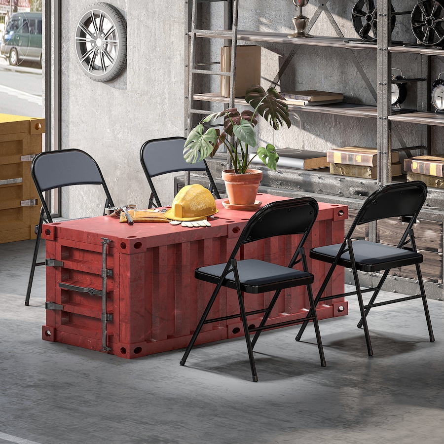 Image 929688_ALTMORE18.jpg, Product 929-688 / Price $104.99 - $117.99, HOMCOM 4 Pack Metal Folding Chairs with Corduroy Cushion Foldable Chairs from HOMCOM on TSC.ca's Home & Garden department