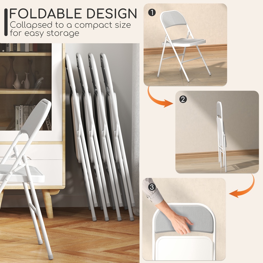Image 929688_ALTMORE5.jpg, Product 929-688 / Price $104.99 - $117.99, HOMCOM 4 Pack Metal Folding Chairs with Corduroy Cushion Foldable Chairs from HOMCOM on TSC.ca's Home & Garden department