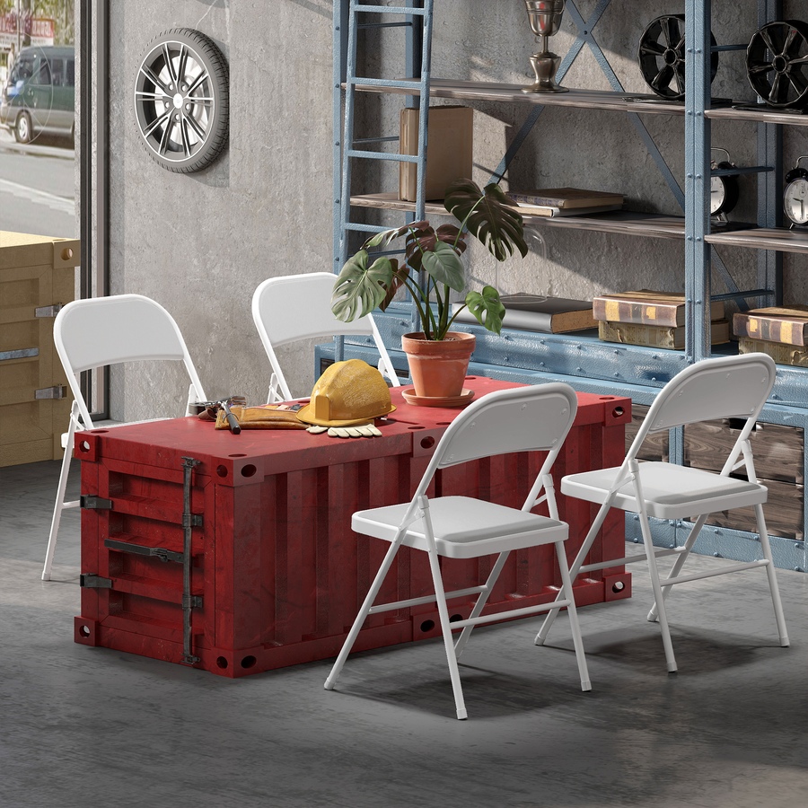 Image 929688_ALTMORE7.jpg, Product 929-688 / Price $104.99 - $117.99, HOMCOM 4 Pack Metal Folding Chairs with Corduroy Cushion Foldable Chairs from HOMCOM on TSC.ca's Home & Garden department