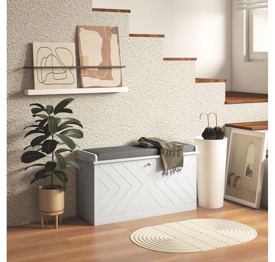 Image 929708_ALTMORE1.jpg, Product 929-708 / Price $94.99 - $114.99, HOMCOM Shoe Bench with Flip Drawer and Cushion for Entryway from HOMCOM on TSC.ca's Home & Garden department