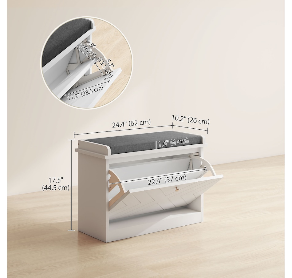 Image 929708_ALTMORE10.jpg, Product 929-708 / Price $94.99 - $114.99, HOMCOM Shoe Bench with Flip Drawer and Cushion for Entryway from HOMCOM on TSC.ca's Home & Garden department