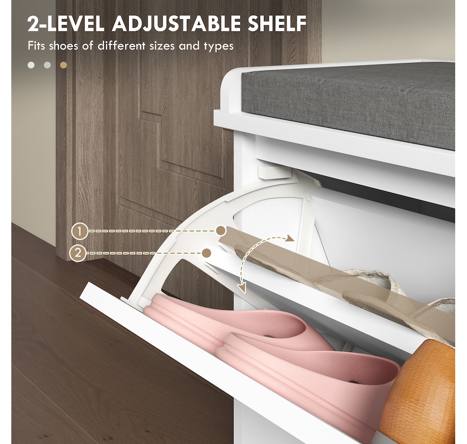 Image 929708_ALTMORE12.jpg, Product 929-708 / Price $94.99 - $114.99, HOMCOM Shoe Bench with Flip Drawer and Cushion for Entryway from HOMCOM on TSC.ca's Home & Garden department