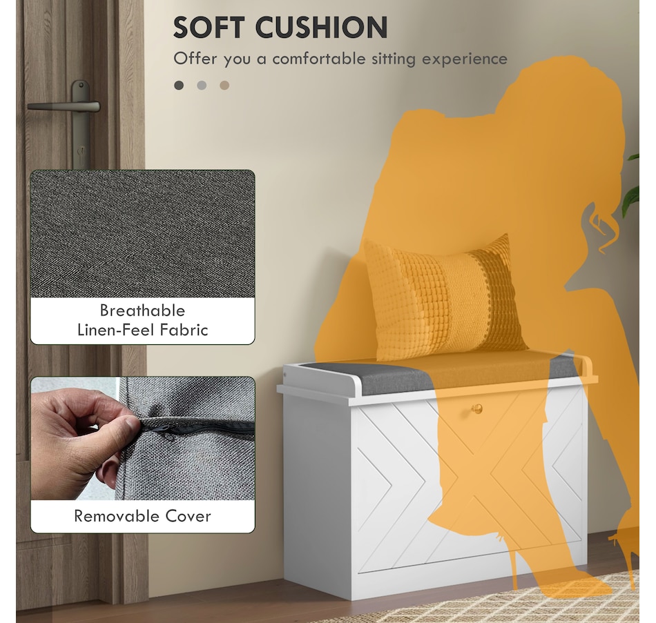 Image 929708_ALTMORE14.jpg, Product 929-708 / Price $94.99 - $114.99, HOMCOM Shoe Bench with Flip Drawer and Cushion for Entryway from HOMCOM on TSC.ca's Home & Garden department