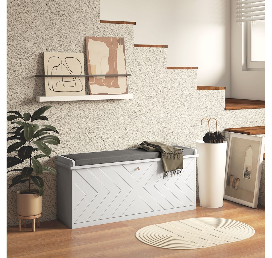 Image 929708_ALTMORE17.jpg, Product 929-708 / Price $94.99 - $114.99, HOMCOM Shoe Bench with Flip Drawer and Cushion for Entryway from HOMCOM on TSC.ca's Home & Garden department
