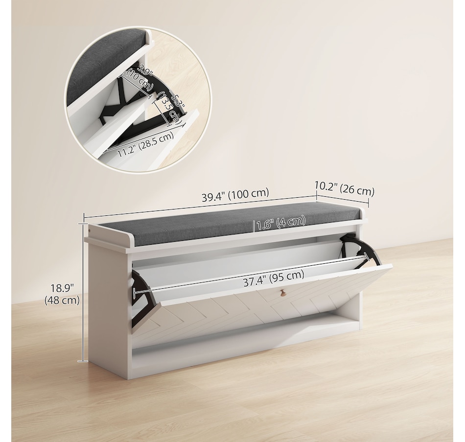 Image 929708_ALTMORE18.jpg, Product 929-708 / Price $94.99 - $114.99, HOMCOM Shoe Bench with Flip Drawer and Cushion for Entryway from HOMCOM on TSC.ca's Home & Garden department