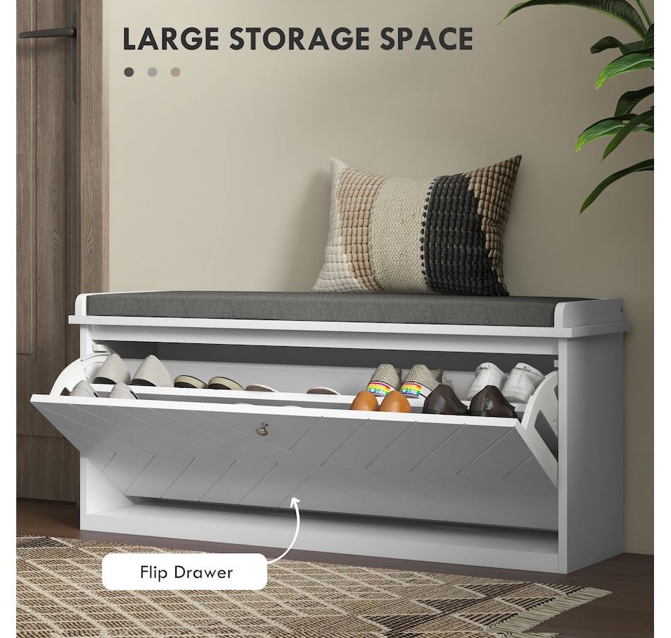 Image 929708_ALTMORE19.jpg, Product 929-708 / Price $94.99 - $114.99, HOMCOM Shoe Bench with Flip Drawer and Cushion for Entryway from HOMCOM on TSC.ca's Home & Garden department