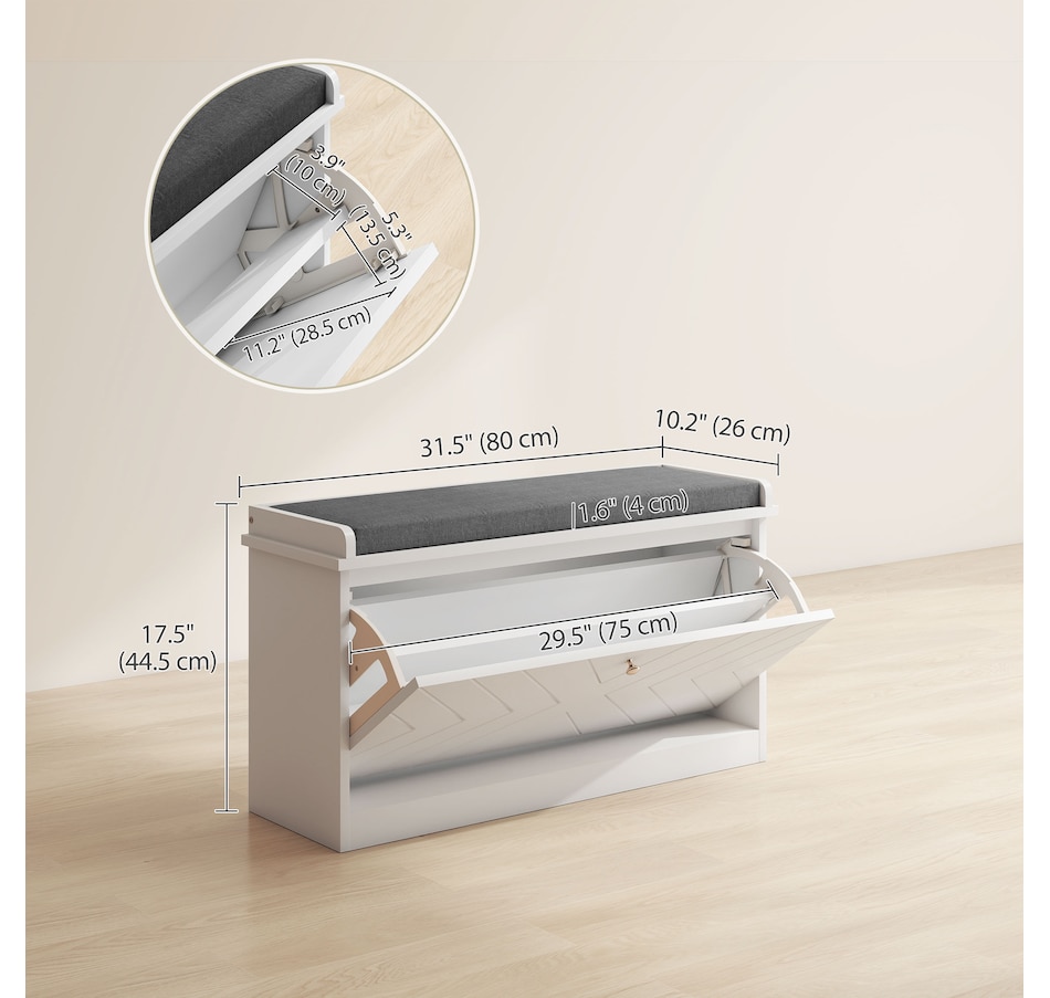 Image 929708_ALTMORE2.jpg, Product 929-708 / Price $94.99 - $114.99, HOMCOM Shoe Bench with Flip Drawer and Cushion for Entryway from HOMCOM on TSC.ca's Home & Garden department