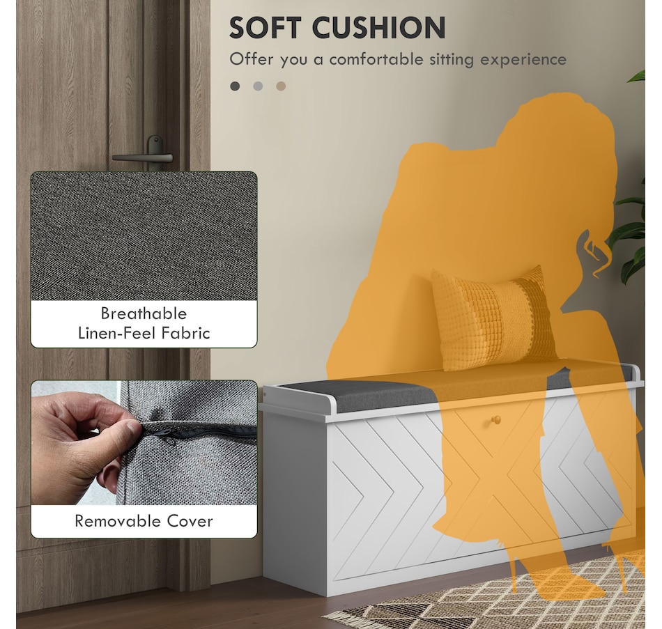 Image 929708_ALTMORE22.jpg, Product 929-708 / Price $94.99 - $114.99, HOMCOM Shoe Bench with Flip Drawer and Cushion for Entryway from HOMCOM on TSC.ca's Home & Garden department