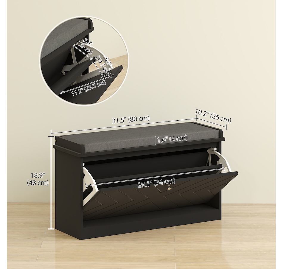 Image 929708_ALTMORE26.jpg, Product 929-708 / Price $94.99 - $114.99, HOMCOM Shoe Bench with Flip Drawer and Cushion for Entryway from HOMCOM on TSC.ca's Home & Garden department