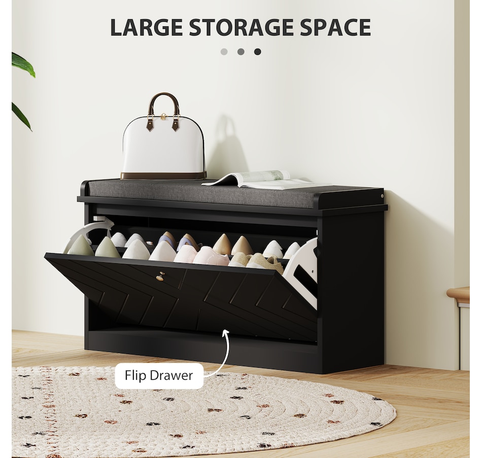 Image 929708_ALTMORE27.jpg, Product 929-708 / Price $94.99 - $114.99, HOMCOM Shoe Bench with Flip Drawer and Cushion for Entryway from HOMCOM on TSC.ca's Home & Garden department