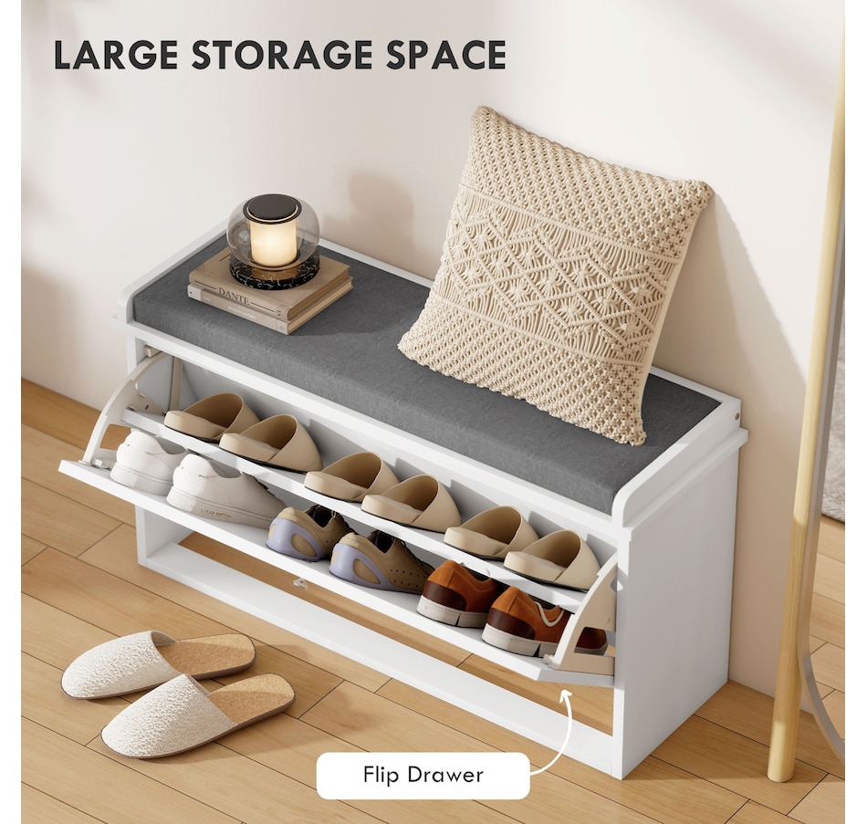 Image 929708_ALTMORE3.jpg, Product 929-708 / Price $94.99 - $114.99, HOMCOM Shoe Bench with Flip Drawer and Cushion for Entryway from HOMCOM on TSC.ca's Home & Garden department