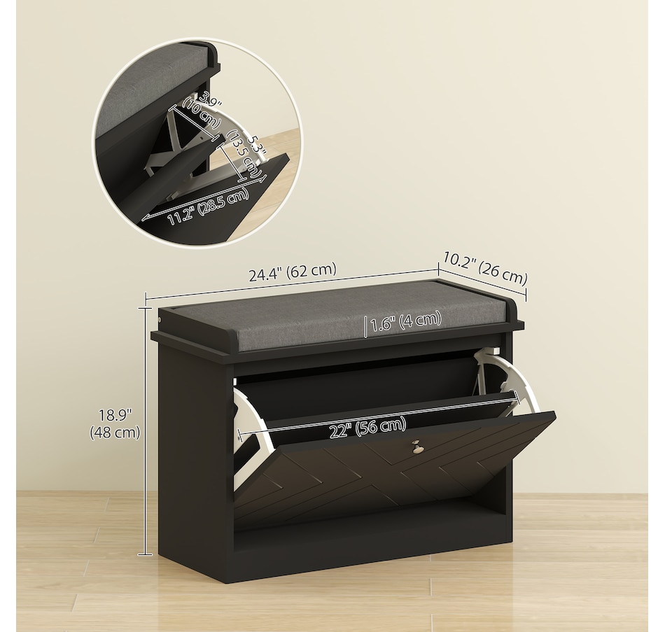 Image 929708_ALTMORE34.jpg, Product 929-708 / Price $94.99 - $114.99, HOMCOM Shoe Bench with Flip Drawer and Cushion for Entryway from HOMCOM on TSC.ca's Home & Garden department