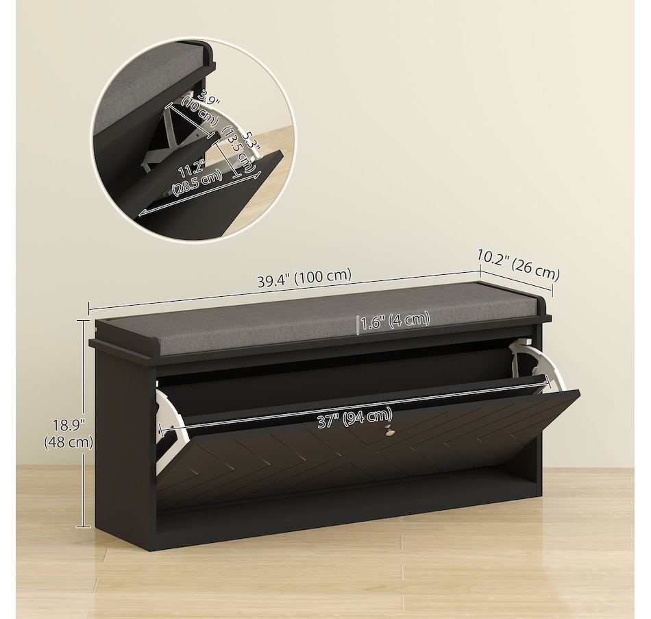Image 929708_ALTMORE42.jpg, Product 929-708 / Price $94.99 - $114.99, HOMCOM Shoe Bench with Flip Drawer and Cushion for Entryway from HOMCOM on TSC.ca's Home & Garden department