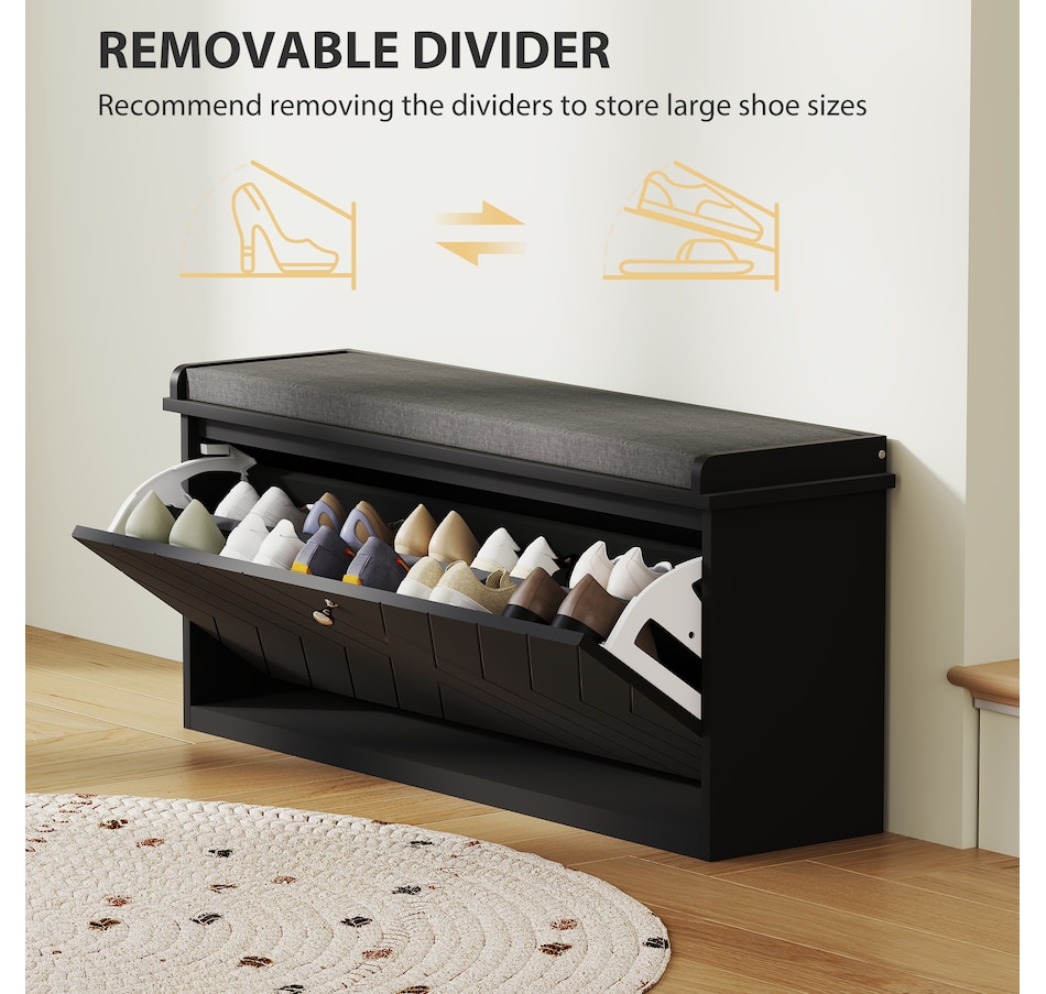 Image 929708_ALTMORE44.jpg, Product 929-708 / Price $94.99 - $114.99, HOMCOM Shoe Bench with Flip Drawer and Cushion for Entryway from HOMCOM on TSC.ca's Home & Garden department