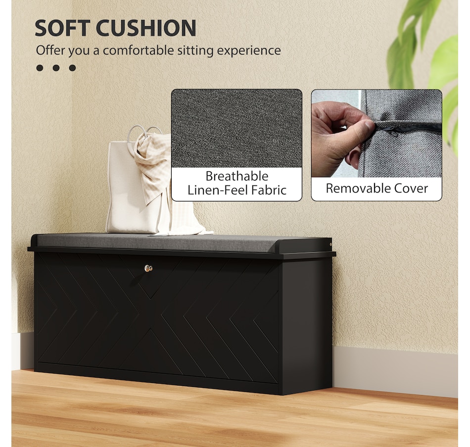 Image 929708_ALTMORE45.jpg, Product 929-708 / Price $94.99 - $114.99, HOMCOM Shoe Bench with Flip Drawer and Cushion for Entryway from HOMCOM on TSC.ca's Home & Garden department