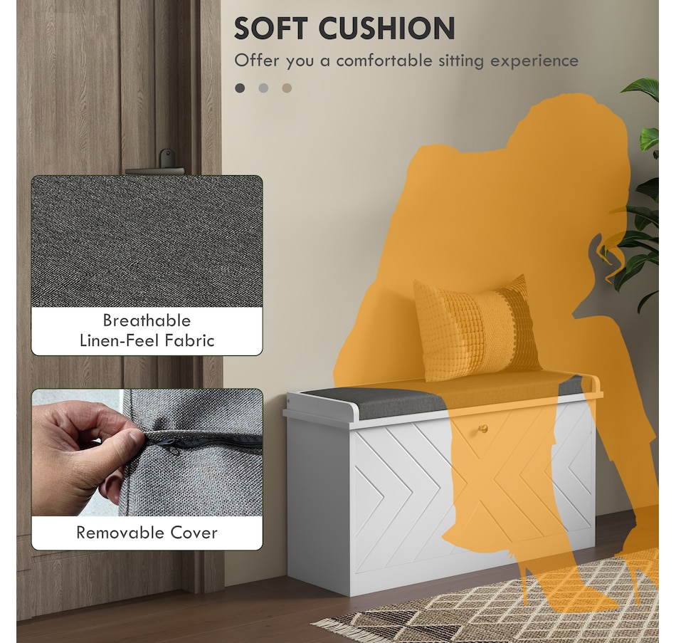 Image 929708_ALTMORE6.jpg, Product 929-708 / Price $94.99 - $114.99, HOMCOM Shoe Bench with Flip Drawer and Cushion for Entryway from HOMCOM on TSC.ca's Home & Garden department