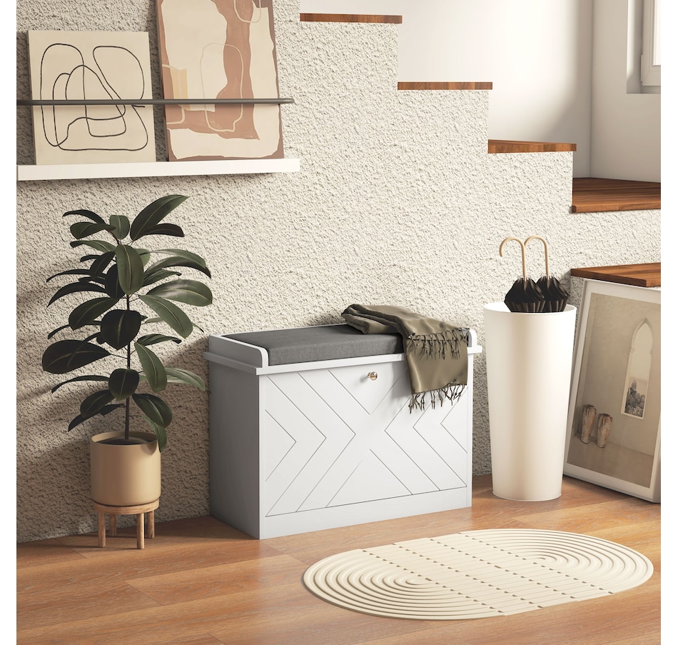 Image 929708_ALTMORE9.jpg, Product 929-708 / Price $94.99 - $114.99, HOMCOM Shoe Bench with Flip Drawer and Cushion for Entryway from HOMCOM on TSC.ca's Home & Garden department