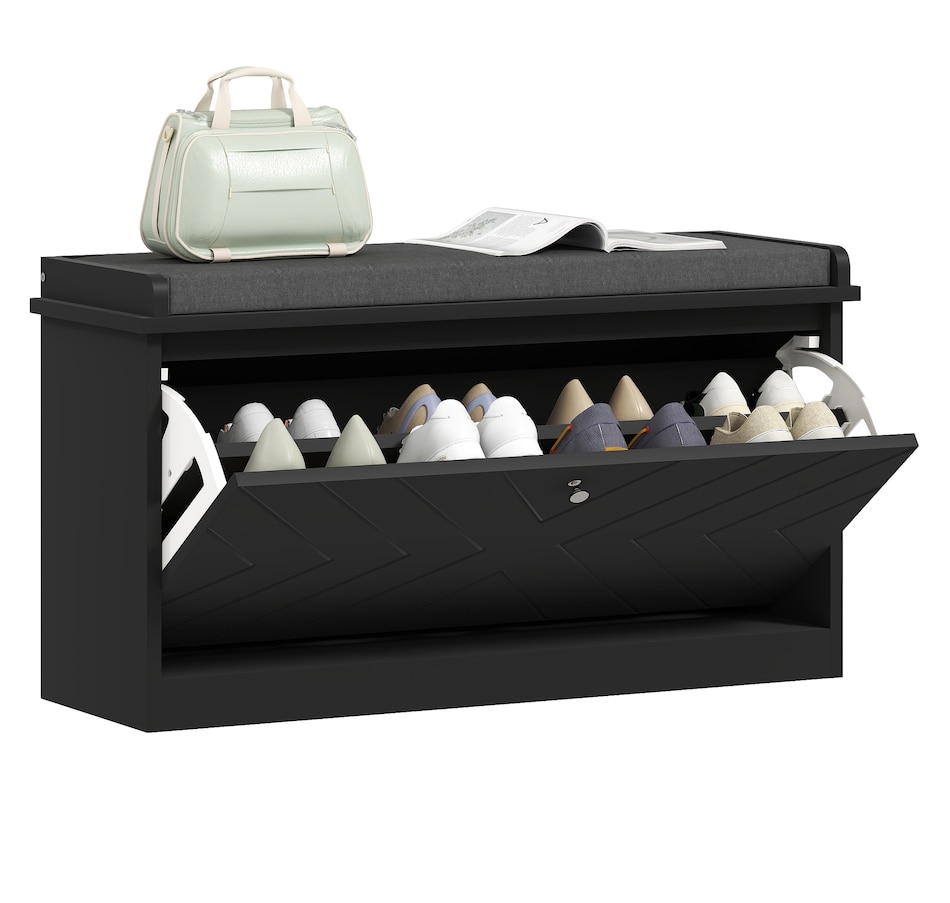 Image 929708_ST02.jpg, Product 929-708 / Price $94.99 - $114.99, HOMCOM Shoe Bench with Flip Drawer and Cushion for Entryway from HOMCOM on TSC.ca's Home & Garden department