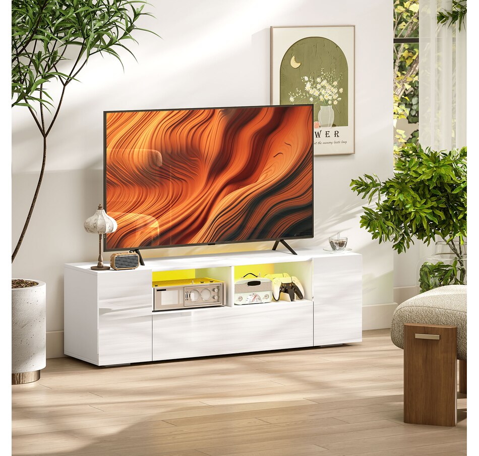 Image 929712_ALTMORE1.jpg, Product 929-712 / Price $179.99 - $189.99, HOMCOM High Gloss TV Cabinet Stand for TVs up to 60" with LED Lights from HOMCOM on TSC.ca's Home & Garden department