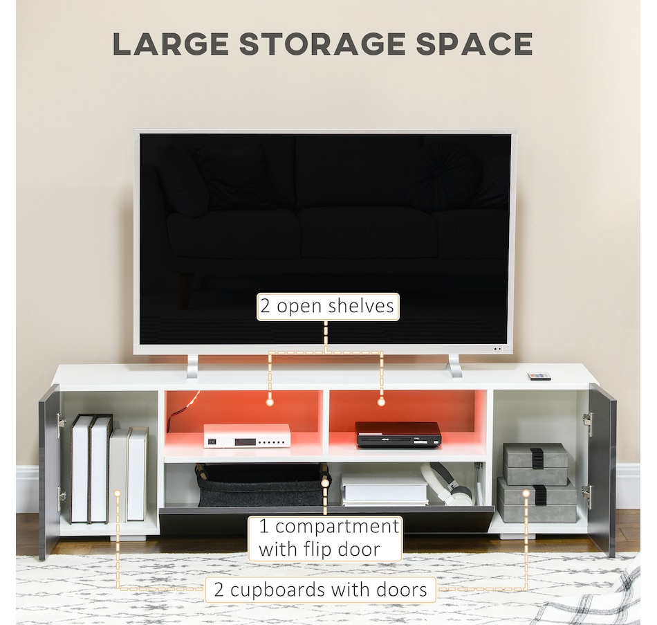 Image 929712_ALTMORE13.jpg, Product 929-712 / Price $179.99 - $189.99, HOMCOM High Gloss TV Cabinet Stand for TVs up to 60" with LED Lights from HOMCOM on TSC.ca's Home & Garden department