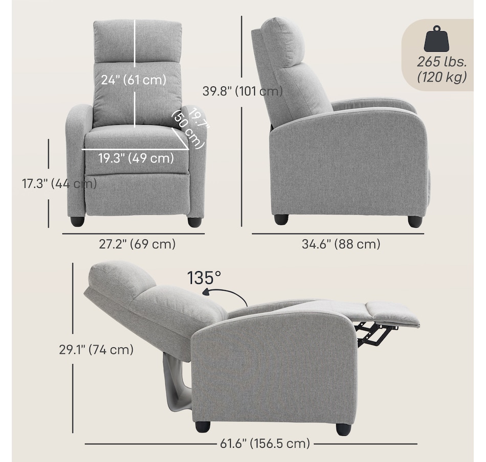 Image 929731_ALTMORE42.jpg, Product 929-731 / Price $309.00 - $319.99, HOMCOM Push Back Recliner Chair Home Theater Seating with Padded Seat from HOMCOM on TSC.ca's Home & Garden department