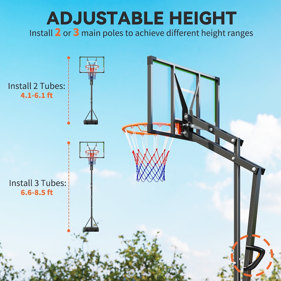 Image 929732_ALTMORE3.jpg, Product 929-732 / Price $119.99, Soozier Basketball Hoop, 4.1-8.5ft Adjustable Basketball Goal with 18" Rim from Soozier on TSC.ca's Health & Fitness department