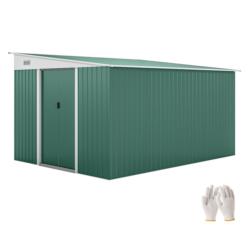Image 929743.jpg, Product 929-743 / Price $609.99, Outsunny 11' x 9' Steel Garden Storage Shed, Outdoor Metal Tool House from Outsunny on TSC.ca's Home & Garden department