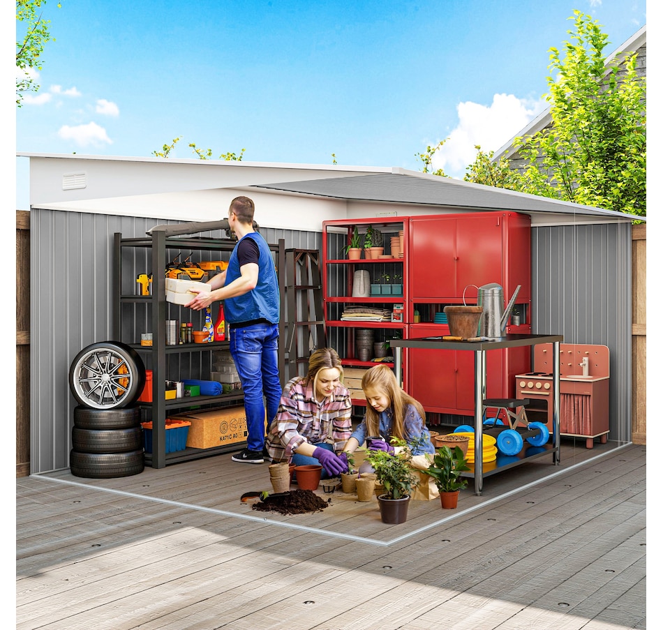 Image 929743_ALTMORE3.jpg, Product 929-743 / Price $609.99, Outsunny 11' x 9' Steel Garden Storage Shed, Outdoor Metal Tool House from Outsunny on TSC.ca's Home & Garden department