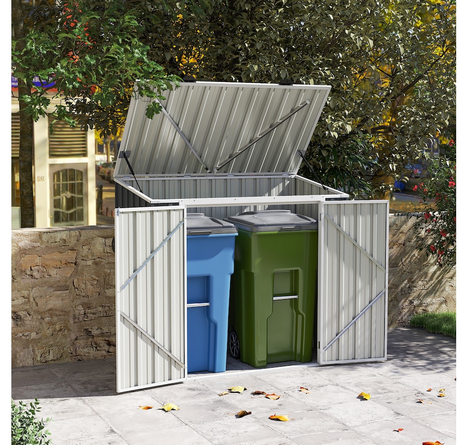 Image 929744_ALTMORE7.jpg, Product 929-744 / Price $209.99, Outsunny 5ft x 3ft Garbage Bin Shed with Lockable Doors and Openable Lid from Outsunny on TSC.ca's Home & Garden department