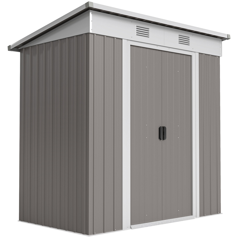 Image 929794.jpg, Product 929-794 / Price $249.99, Outsunny 5.7' x 3.6' Metal Outdoor Storage Shed w/ Sliding Doors Light Grey from Outsunny on TSC.ca's Home & Garden department