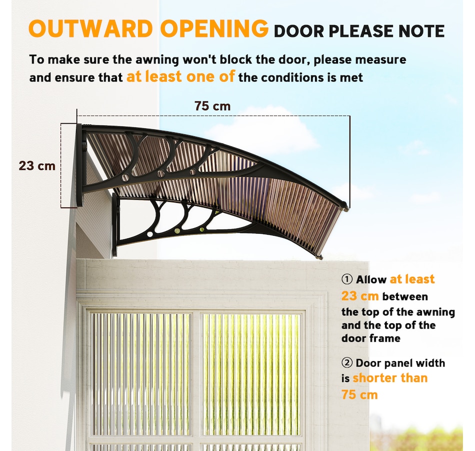 Image 929843_ALTMORE6.jpg, Product 929-843 / Price $69.99, Outsunny Window Awning, Polycarbonate Cover Patio Awnings, Brown from Outsunny on TSC.ca's Home & Garden department