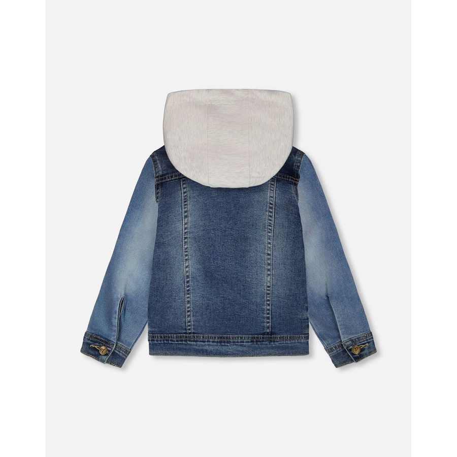 Image 930025_ALTMORE3.jpg, Product 930-025 / Price $33.00, Denim Jacket with Removable French Terry Hood from Deux par Deux on TSC.ca's Fashion department