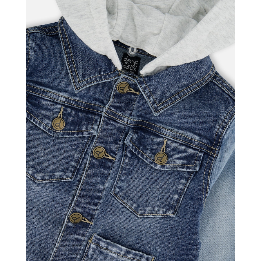 Image 930025_ALTMORE4.jpg, Product 930-025 / Price $33.00, Denim Jacket with Removable French Terry Hood from Deux par Deux on TSC.ca's Fashion department