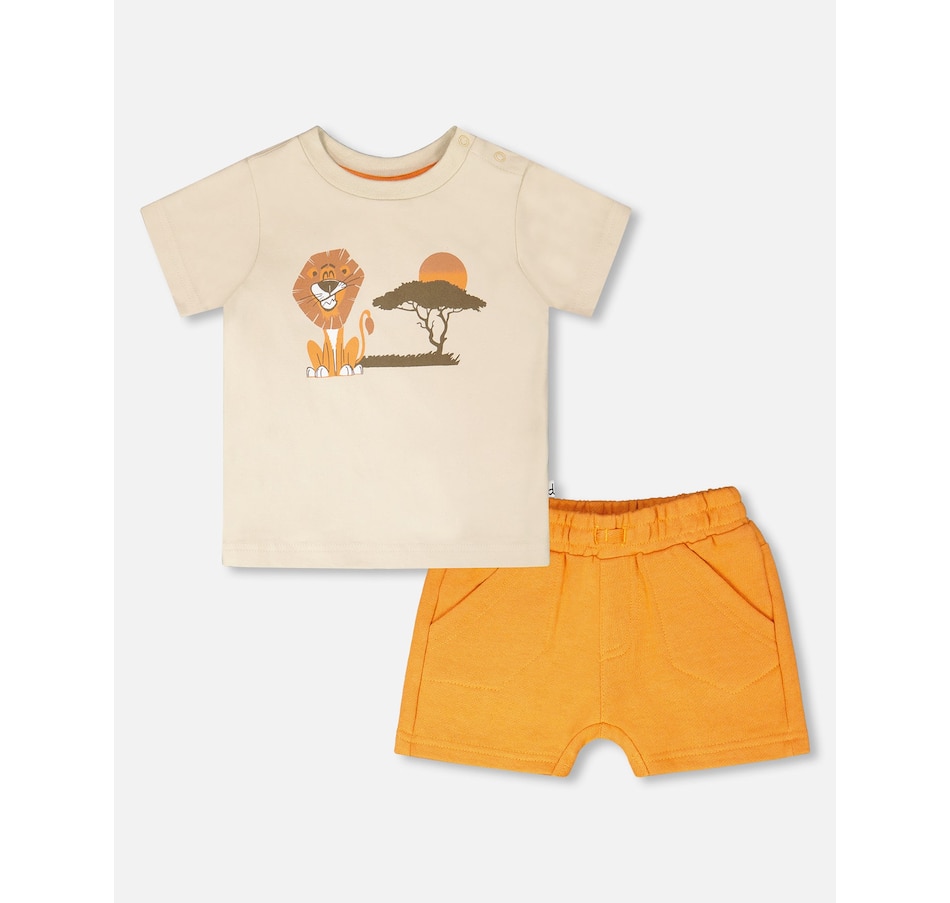 Image 930397_ST01.jpg, Product 930-397 / Price $45.00, Organic Cotton Lion and Savanna Short Sleeve T-Shirt and Short Set from Deux par Deux on TSC.ca's Fashion department