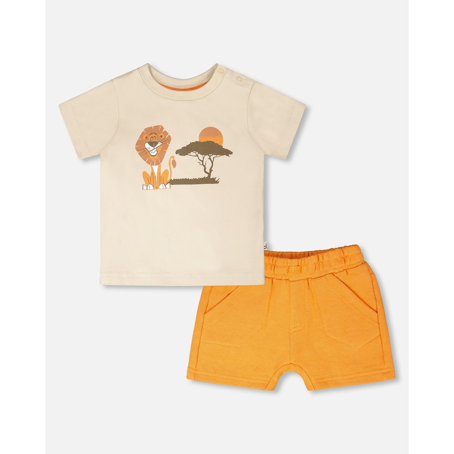 Image 930397_ST01.jpg, Product 930-397 / Price $22.50, Organic Cotton Lion and Savanna Short Sleeve T-Shirt and Short Set from Deux par Deux on TSC.ca's Fashion department