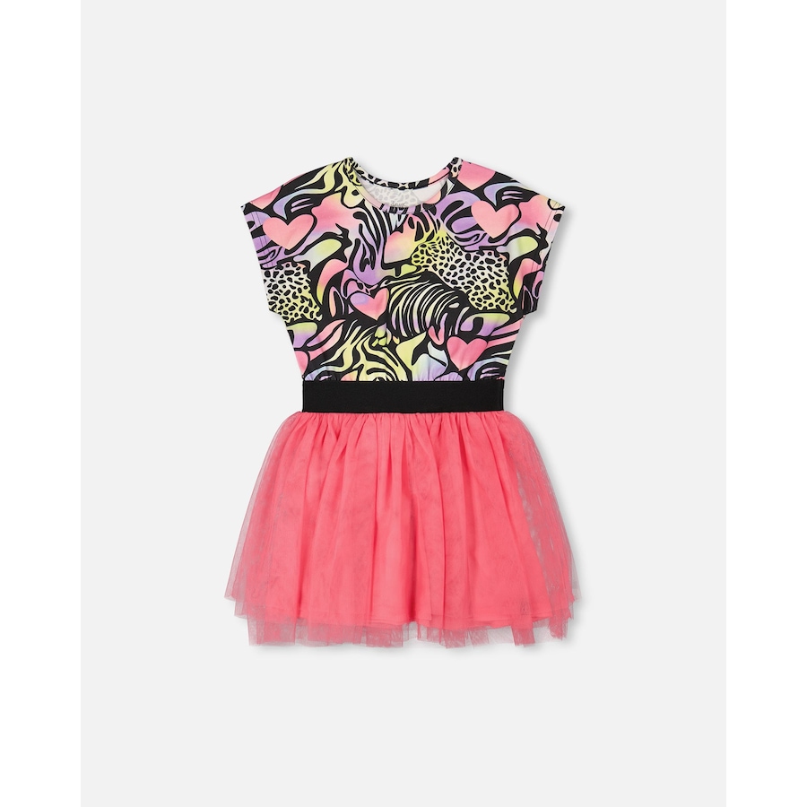 Image 930528.jpg, Product 930-528 / Price $18.60, Short Sleeve Bi-Material Animal and Heart Dress from Deux par Deux on TSC.ca's Fashion department