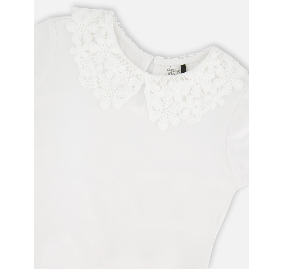Image 930556_ALTMORE3.jpg, Product 930-556 / Price $32.00 - $34.00, Short Sleeve Crochet Peter Pan Collar T-Shirt from Deux par Deux on TSC.ca's Fashion department