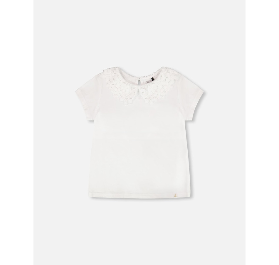 Image 930556_ST01.jpg, Product 930-556 / Price $32.00 - $34.00, Short Sleeve Crochet Peter Pan Collar T-Shirt from Deux par Deux on TSC.ca's Fashion department