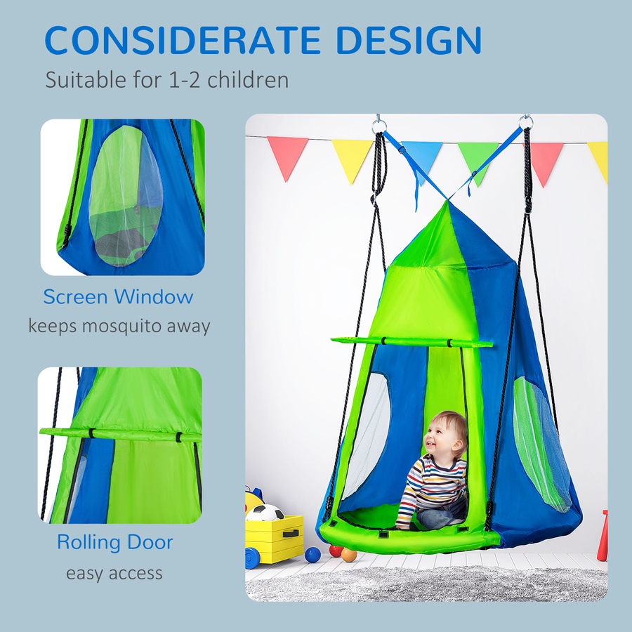 Image 930593_ALTMORE6.jpg, Product 930-593 / Price $79.99, Outsunny Kids Hanging Tree Swing Tent, Sensory Swing with Screen Window from Outsunny on TSC.ca's Home & Garden department