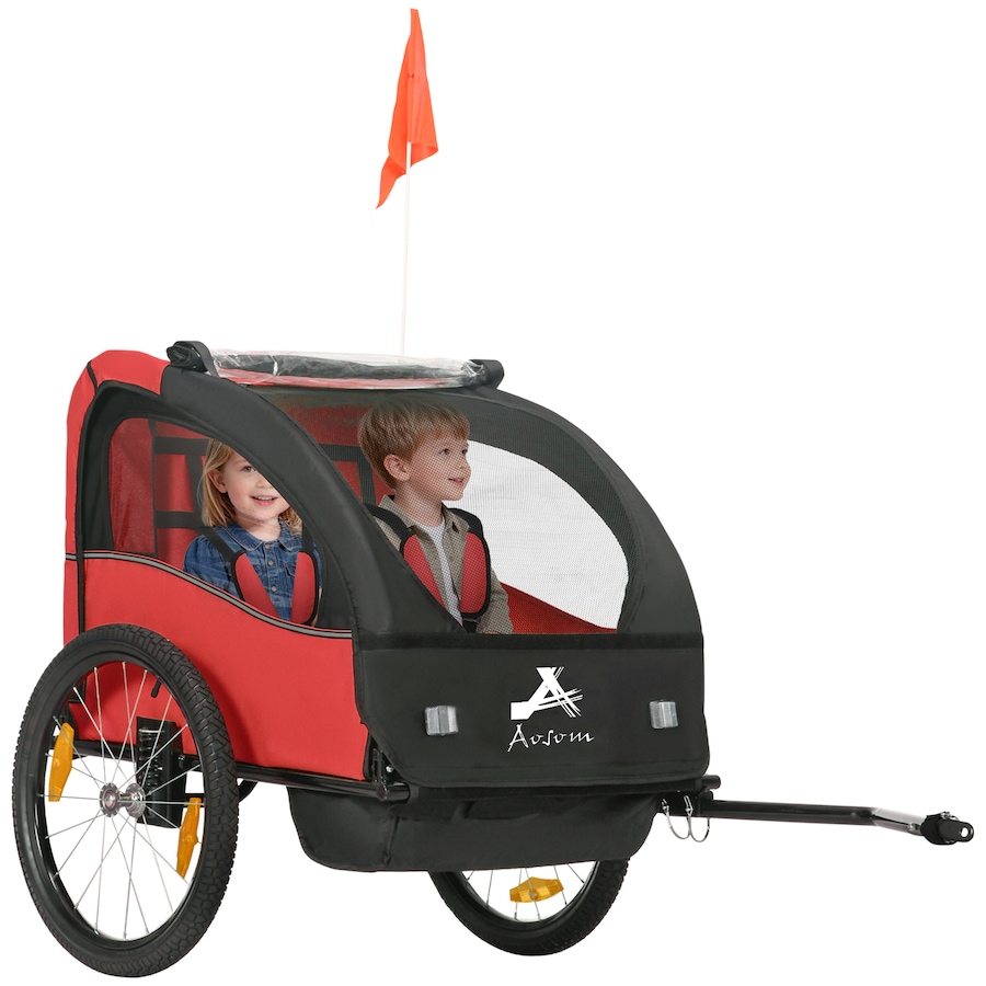 Image 930599.jpg, Product 930-599 / Price $198.99, Aosom 2 Seat Bike Trailer for Kids, Bicycle Trailer with Storage Bag, Red from Aosom on TSC.ca's Toys & Hobbies department