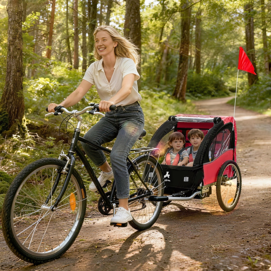Image 930599_ALTMORE1.jpg, Product 930-599 / Price $198.99, Aosom 2 Seat Bike Trailer for Kids, Bicycle Trailer with Storage Bag, Red from Aosom on TSC.ca's Toys & Hobbies department