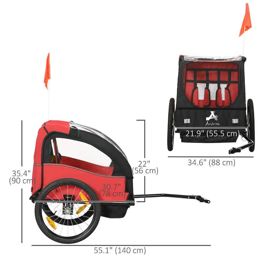 Image 930599_ALTMORE2.jpg, Product 930-599 / Price $198.99, Aosom 2 Seat Bike Trailer for Kids, Bicycle Trailer with Storage Bag, Red from Aosom on TSC.ca's Toys & Hobbies department