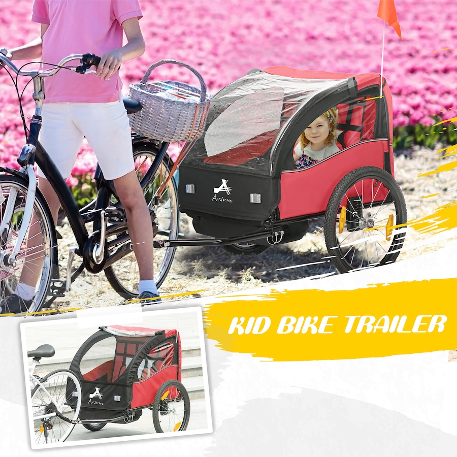 Image 930599_ALTMORE3.jpg, Product 930-599 / Price $198.99, Aosom 2 Seat Bike Trailer for Kids, Bicycle Trailer with Storage Bag, Red from Aosom on TSC.ca's Toys & Hobbies department