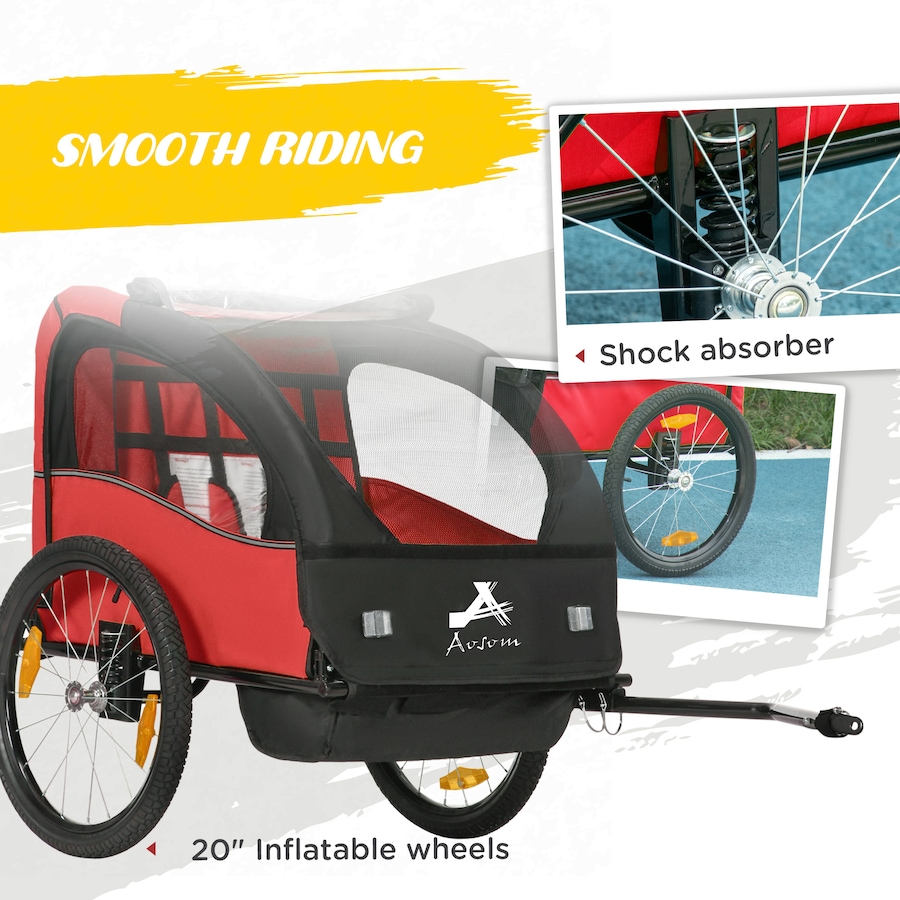 Image 930599_ALTMORE4.jpg, Product 930-599 / Price $198.99, Aosom 2 Seat Bike Trailer for Kids, Bicycle Trailer with Storage Bag, Red from Aosom on TSC.ca's Toys & Hobbies department