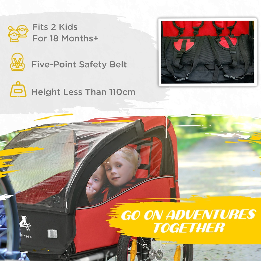Image 930599_ALTMORE5.jpg, Product 930-599 / Price $198.99, Aosom 2 Seat Bike Trailer for Kids, Bicycle Trailer with Storage Bag, Red from Aosom on TSC.ca's Toys & Hobbies department