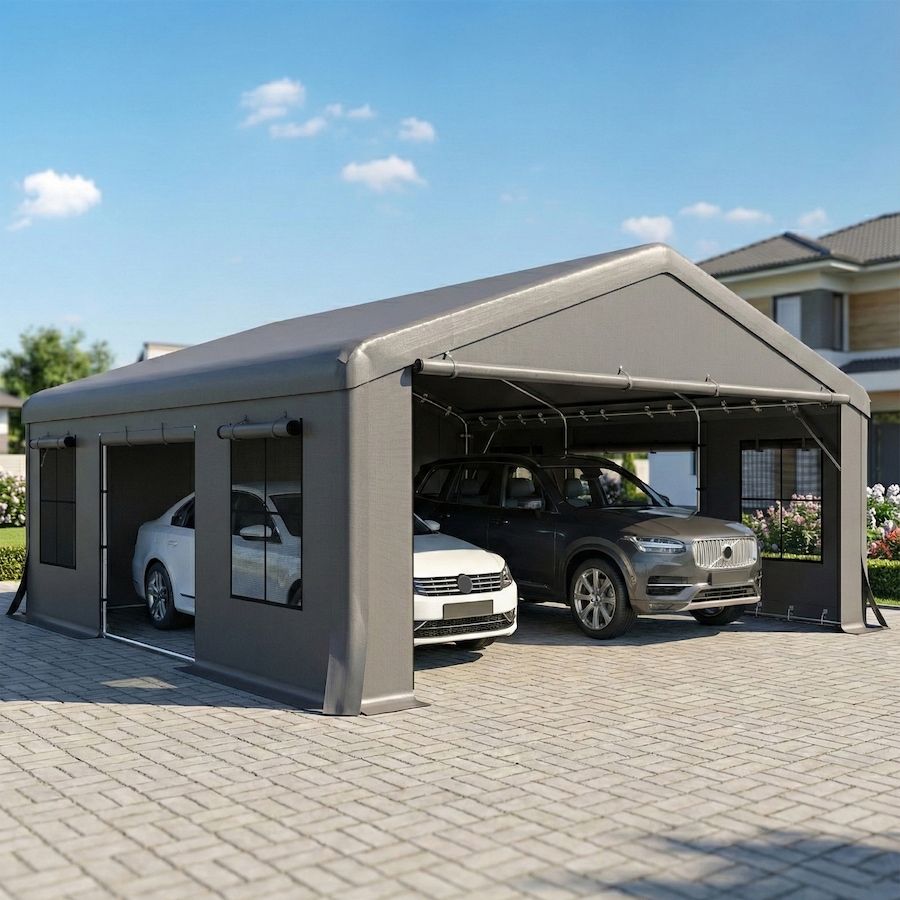 Image 930600_ALTMORE1.jpg, Product 930-600 / Price $759.99, Outsunny 20' x 20' Heavy Duty Carport, Portable Garage with Doors, Windows from Outsunny on TSC.ca's Home & Garden department