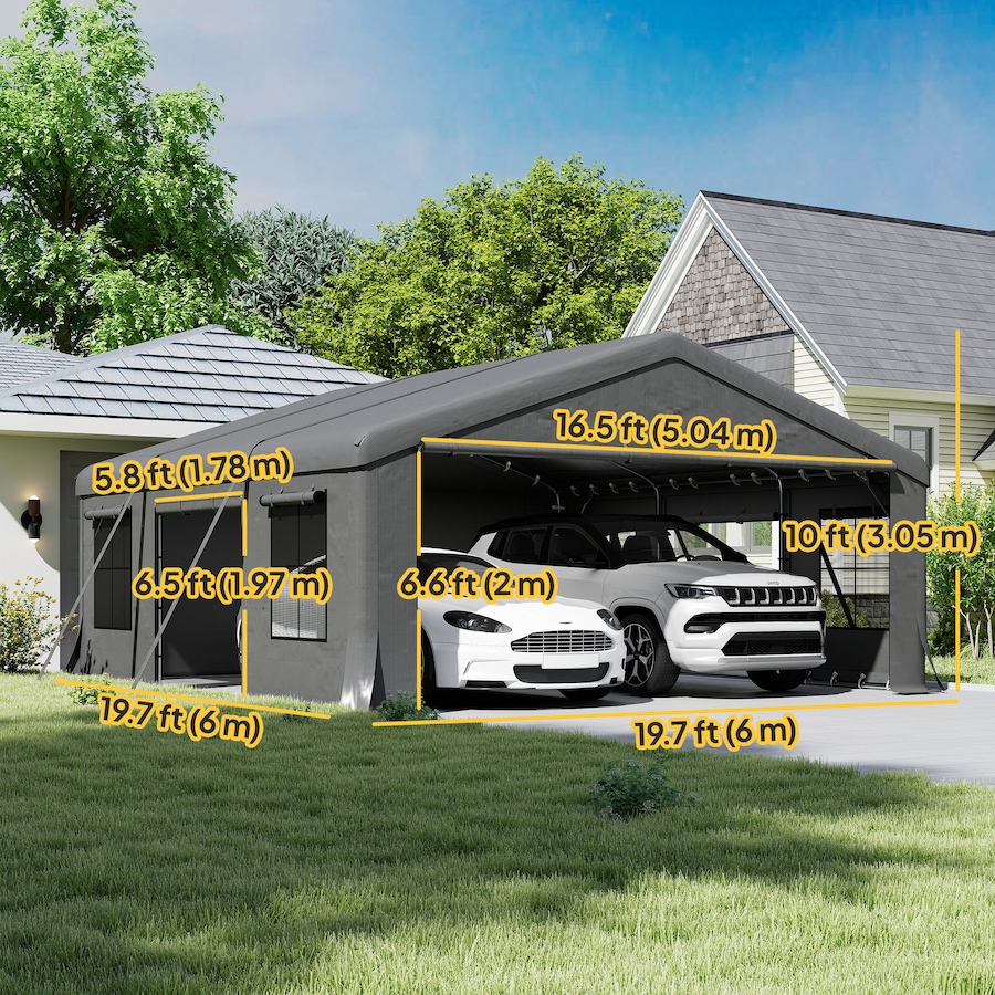 Image 930600_ALTMORE10.jpg, Product 930-600 / Price $759.99, Outsunny 20' x 20' Heavy Duty Carport, Portable Garage with Doors, Windows from Outsunny on TSC.ca's Home & Garden department