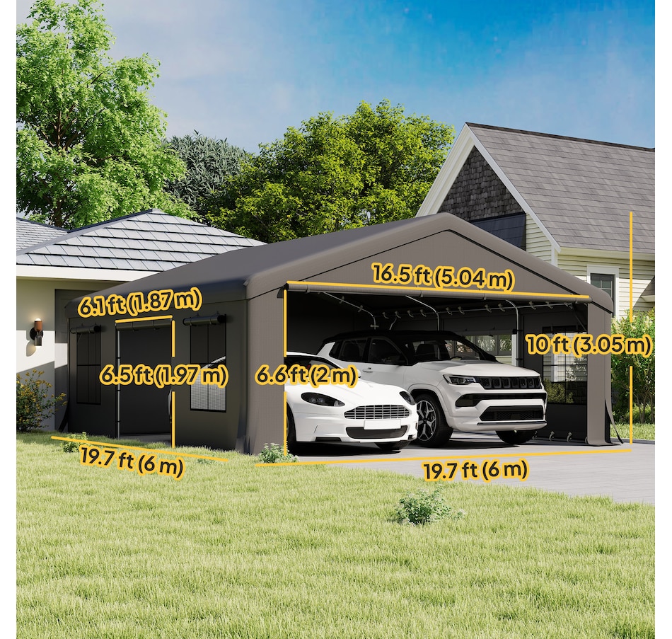 Image 930600_ALTMORE2.jpg, Product 930-600 / Price $729.99, Outsunny 20' x 20' Heavy Duty Carport, Portable Garage with Doors, Windows from Outsunny on TSC.ca's Home & Garden department