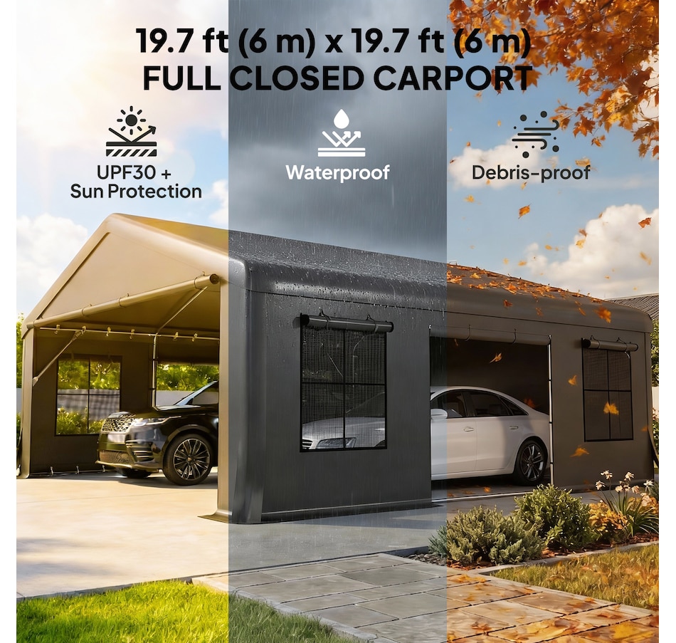 Image 930600_ALTMORE3.jpg, Product 930-600 / Price $729.99, Outsunny 20' x 20' Heavy Duty Carport, Portable Garage with Doors, Windows from Outsunny on TSC.ca's Home & Garden department